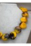 STUNNING MODERN DESIGN WOMEN'S NECKLACE WITH LARGE OVAL BEADS, MARBLE PATTERN, AND AN ASYMMETRICAL SHAPE - 2