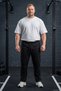 Plus-Size, Straight-Leg, Elasticated Hem Cotton Battal Sweatpants 26704 Black - 3