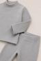 Unisex Ribbed Knit Underwear Set – 3-Piece Set, Gray, Black, and Beige, Long-Sleeved Mock Neck Top and Leggings - 8