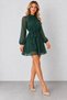 Women's Judge-Style Long-Sleeved Chiffon Dress with Ruched Collar, Belted Waist, Lined, Elegant Design, Timeless Elegance, Fall Style