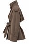 Premium Short Coat with Mock Neck and Shoulder Epaulets - Brown - 2