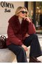 ROBIN Women's Fur-Trimmed Collar and Cuffs, Detachable Raglan Sleeves, Oversized Short Puffer Coat - 7
