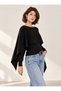 Cape-Style Brioche Knit Boat Neck Sweater with Collar Detail - 3
