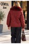 ROBIN Women's Fur-Trimmed Collar and Cuffs, Detachable Raglan Sleeves, Oversized Short Puffer Coat - 8