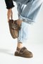Women's Winter House Slippers with Elastic Back and Fur-Lined Design for Indoor and Outdoor Use - Taupe Color - 4