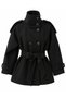 Premium Short Coat with Mock Neck and Shoulder Epaulets - Black - 3