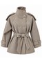 Premium Short Coat with Mock Neck and Shoulder Epaulets - Beige - 3