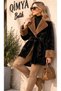 ROBIN Women's Contrast Collar & Cuffs, Medium-Length Faux Fur Coat - 6
