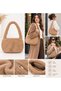 Women's Everyday Plush Shoulder Bag and Clutch Bag - 2