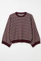 Striped Casual Knit Sweater T2623 - PLUM - 5