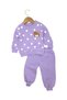 Girls' Baby Süzene Teddy Bear Print Winter 3-Thread Brushed Inside Sherpa 1-2-3 Years 2-Piece Top and Bottom Set - 2