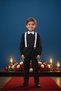 Boy's November 10, April 23, October 29 Formal Attire: Black Long-Sleeve Shirt, Black Pants, White Bow Tie and Suspenders Set