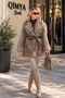 ROBIN Women's Leather-Belted Tasseled Faux Fur Coat - 6