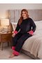 New Season Women's Velvet Plush Detailed Design Long Sleeve Plus Size (Oversized) Pajama Set - 4
