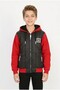 Boys' Three-Stripe Embroidered Hooded Zipper Sweatshirt with Thermal Lining and Fleece Sleeves for Everyday Wear - 2