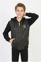 Boys' Three-Stripe Embroidered Hooded Zipper Sweatshirt with Thermal Lining and Fleece Sleeves for Everyday Wear