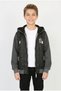 Boys' Three-Stripe Embroidered Hooded Zipper Sweatshirt with Thermal Lining and Fleece Sleeves for Everyday Wear - 4