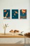 لوحة فنية من خشب MDF مقاس 30x40 سم، بتصميم مستوحى من طابع الفضاء القديم، تتكون من 3 قطع، ومجموعة ديكور للحائط.