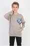 Boys' Three-Ply Heathered Sweatshirt with "Bulls" Print on the Back and Striped Sleeve Detail for Everyday Wear - 3