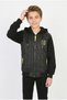 Boys' Three-Stripe Embroidered Hooded Zipper Sweatshirt with Thermal Lining and Fleece Sleeves for Everyday Wear - 4