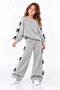 Children's Boat Neck Sweatshirt and Sweatpants Set with Ribbon Collar Detail