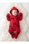 Girl's Green Velvet Red Fleece Romper with Bow Detail + Shoes + Gloves