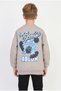 Boys' Three-Ply Heathered Sweatshirt with "Bulls" Print on the Back and Striped Sleeve Detail for Everyday Wear - 4