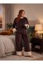 New Season Women's Velvet Plush Detailed Design Long Sleeve Plus Size (Oversized) Pajama Set - 5