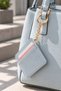 Faux Leather-Look Chain Strap Bag Charm: 3-Compartment Ice Blue Card Holder & Wallet - 2