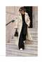 Women's Belted Double-Breasted Epaulet Detailed Wide Collar Oversize Long Trench Coat - 2