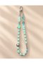 Stylish Phone Strap with Turquoise Beads and Charm - 2
