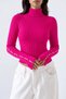 Women's Turtleneck Sweater with Stone-Embellished Collar - 3