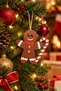 Christmas Tree Ornament: Decorative Christmas Ornament Featuring a Gingerbread Man Figure and a Candy Cane