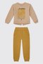 Girls' Brushed Inside Mustard-Colored Top and Bottom Set (2-Piece Top and Bottom Set)