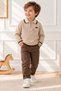Boys' Diamond Patterned Zippered Knit Sweater and Pants 2-Piece Set - 2