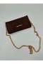 Women's Suede Chain Strap Clutch Bag with Charm Details - 5