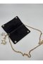 Women's Suede Chain Strap Clutch Bag with Charm Details - 5
