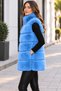 Women's Mock Neck, Hook-and-Eye Closure, Zipper, Plush Fur Vest with Zippered Pockets, Sleeveless Winter Vest - 2