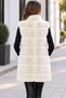 Women's Mock Neck, Hook-and-Eye Closure, Zipper, Plush Fur Vest with Zippered Pockets, Sleeveless Winter Vest - 3