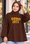 Women's Modest Oversized Printed Tunic—Navy Blue with Yellow Lettering, Long-Sleeved, Loose-Fitting Sweatshirt - 3