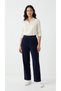 Women's Navy Blue Corduroy Relaxed-Fit Pants