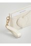 Cream-Detailed Wrinkled Patent Leather Card Holder - Mini Wallet with Removable Gold Bracelet Pouch - 2