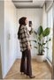 Women's Woodcutter Plaid Oversized Pocketed Modest Shirt Tunic - 2