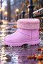 Bonny Kids' Pink Waterproof EVA Winter Rain Boots with Plush Lining - 6