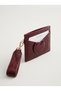 Cream-Detailed Wrinkled Patent Leather Card Holder - Mini Wallet with Removable Gold Bracelet Pouch - 3