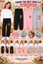 Winter, Spring, and Autumn Elastic-Leg Sweatpants Set in Black, Pink, and Gray (3-Piece) - 3