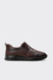 Genuine Leather-Fur-Trimmed 161KMA261-K Brown Men's Casual Shoes