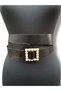 Trinty Burgundy Reflective Double-Layered Black Leather Belt with Pearl Buckle - Standard Size - 4