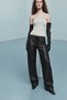 Women's Laceless Leather Wide-Leg Long Relaxed Pants