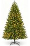 Christmas Tree with Light,Artificial Tree 6FT Christmas Tree for Home, Office, Party Decoration with 1200 Branch Tips and 300 Warm White & Xmas Tree Lights, Metal Hinges & Base